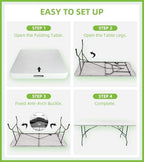 6ft Table Large Folding Table White Folding Table with Portable Carrying Handle 6ft Heavy Plastic Foldable Table for Party, Wedding, Events, Dining, Camping, Picnic Indoor (White, 4 Pcs)