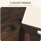 HOMCOM Storage Bench Cut-Out Handles 29.9" x 15.7" x 18.9" Rustic Brown | Storage Chest, 2 Safety Hinges, Modern Wooden Trunk, Living Room, Entryway