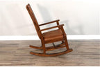 Pemberly Row Mahogany Rocking Chair with Cushioned Seat and Back, Studded Accents, Smooth Rocking Motion, Dark Chocolate