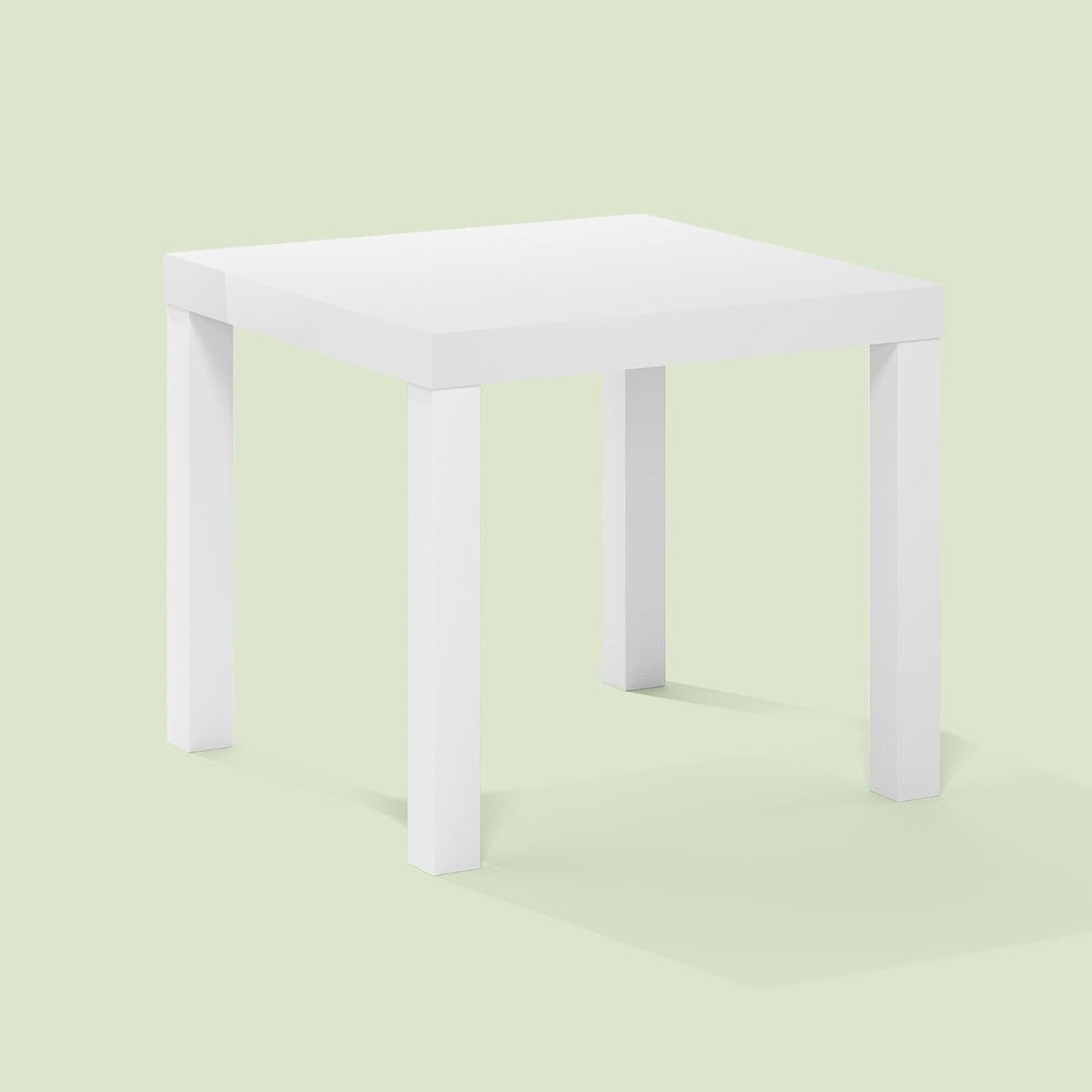 Bayan End Table, Square Side Table, for Small Spaces, Living Room, Bedroom, White
