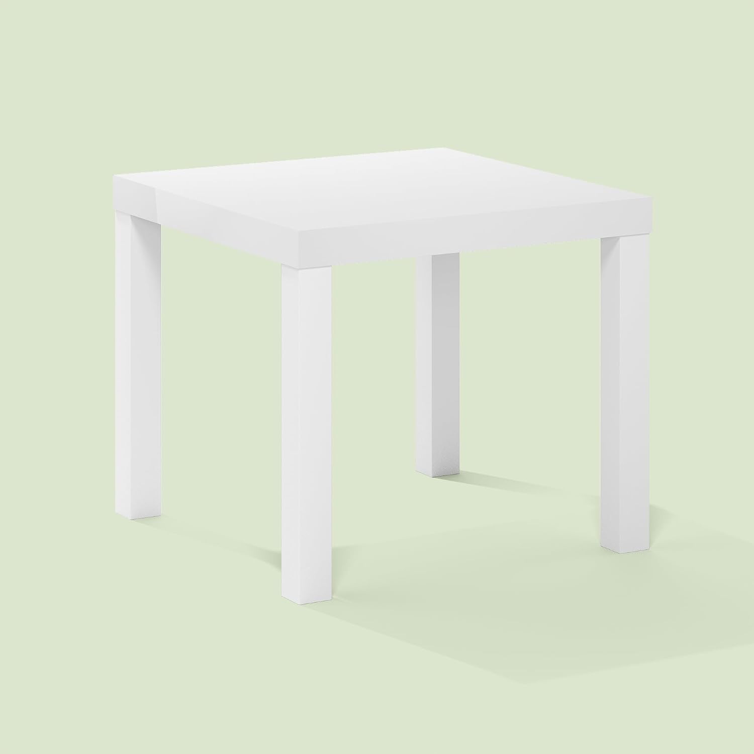 Bayan End Table, Square Side Table, for Small Spaces, Living Room, Bedroom, White