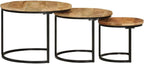 Nesting Tables 3 pcs Solid Mango Wood | Space-Saving Design, Sturdy Tabletop, Versatile for Living Room, Bedroom, Office