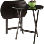 Winsome Corbett Set of 2 Oversized Foldable Snack Tables | Easy to Store Portable Fold Up Table Set for Kitchen, Living Room TV Dining, Crafts, Puzzles, Work From Home