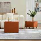 2-Piece Small Cube Side Table and Rolling Side Table Set | Modern Movable End Tables with Silent Casters Minimalist Cube Accent Side Table for Living Room, Bedroom