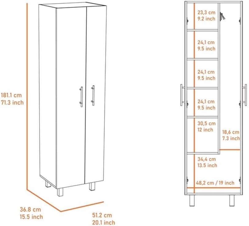 Pemberly Row 2 Piece Kitchen Set, Sink Cabinet and Pantry, White Manufactured Wood, Stainless Steel Countertop, 39.3 in Sink Cabinet with Storage, 71.3 in Pantry with Shelves for Kitchen Organization
