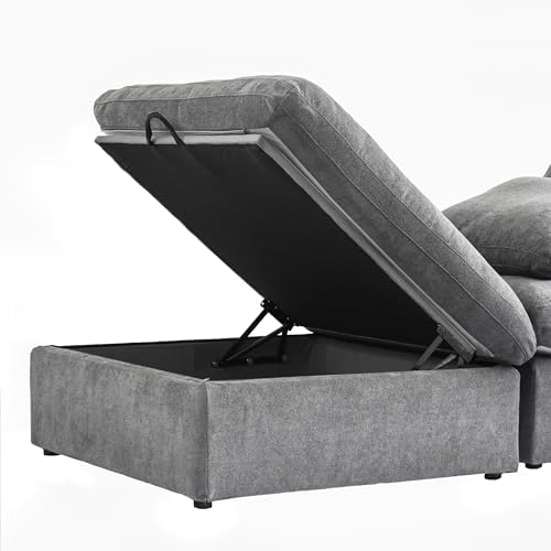 JACH U-Shaped Couches for Living Room, 6-Seats Modular Convertible Sectional Sofa Couch, Couch Cushion Covers Removable, Comfy Sofas with Chaise Ottomans for Apartment Bedroom Office (Grey)