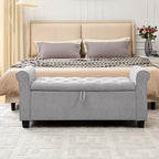 49" End of Bed Storage Bench for Bedroom, Upholstered Storage Ottoman | Easy Assembly with Instructions, Pet Friendly, Polyester Fabric Ottoman Bench for Bedroom, Living Room, Window, Entryway