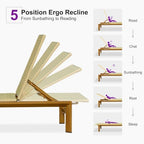 PURPLE LEAF Extra Wide Patio Lounge Chair Resort Wicker Set of 2, Green | Durable Handwoven Wicker, Matte Teak Wood-Grain Aluminum Frame, 5 Adjustable Positions, Non-Slip Pads, 440 lbs Capacity