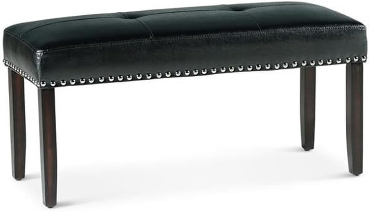 Steve Silver Westby Black PU Dining Bench w/Nailhead, Upholstered in Easy-Care Black Polyurethane, 42" L x 17" W x 19" H