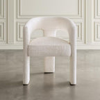 Jofran Gwen Jacquard Upholstered Accent Chair, Modern Luxury Plush Sculptural Armchair for Dining Room or Living Room, Chairs Living Room, Natural, Set of 6