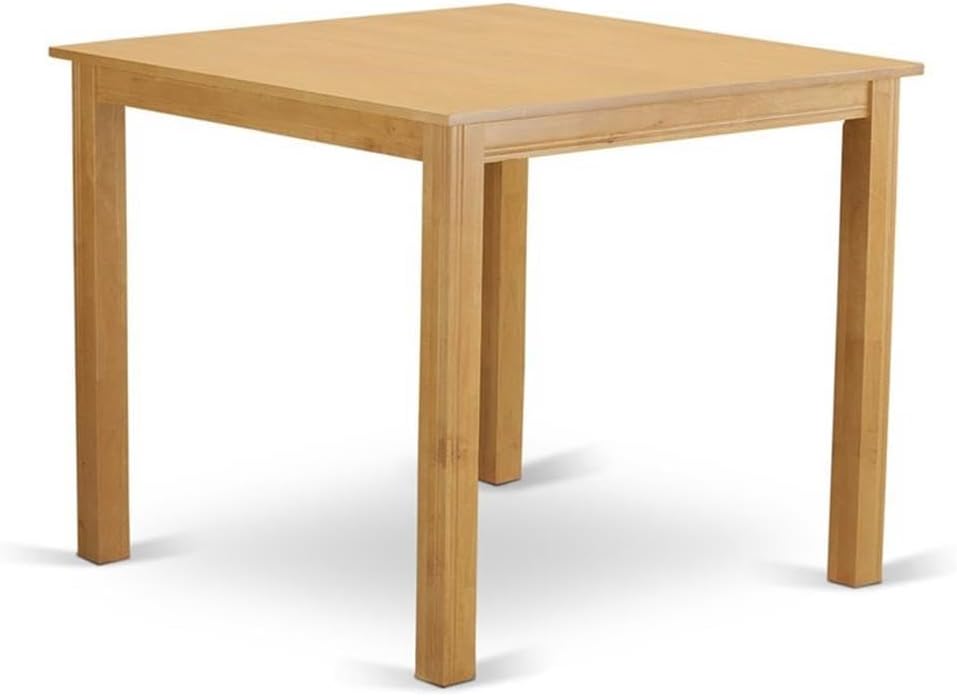 Pemberly Row 42" Square Wood Counter Height Dining Table, Natural Oak Finish, Beveled Edges, Built-in Expansion Leaf, Compact Design, Durable Oak Construction for Kitchen or Dining Room