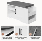 Farmhouse Shoe Storage Bench with 3-in-1 Entryway Storage & Padded Seat | 27.8" Wide Entryway Bench with Adjustable Shelves, Shoe Organizer & Side Storage Rack for Living Room, Bedroom, White