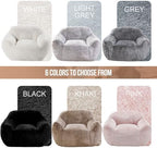 Homguava Giant Bean Bag Chairs for Adults,Large Bean Bag Couch with Arms | Big Beanbag Chair with Memory Foam Filled,Oversized Bean Bag Sofa,Faux Fur Floor Sofa Chair for Bedroom Living Room-Khaki