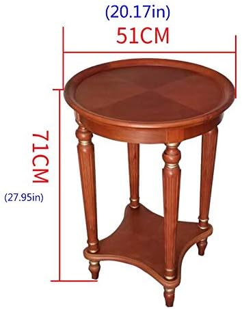 Telephone Table, End Table European Sofa Side Table,Solid Wood Coffee Table,Round Small Telephone Table for Home -515171cm(Color:Light Brown,Size:20.1720.1727.95in)
