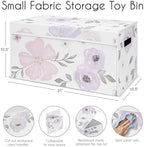 Sweet Jojo Designs Purple Watercolor Floral Girl Small Fabric Toy Bin Storage Box Chest For Baby Nursery or Kids Room - Lavender, Pink and Grey Shabby Chic Rose Flower