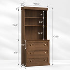 71" Farmhouse Kitchen Pantry Cabinet with Drawers, Set of 2 – Dark Brown Freestanding Coffee Bar Hutch with Adjustable Shelves, Large Storage Cabinet with Microwave Stand for Living Room & Kitchen