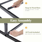AMERLIFE King Bed Frame, Upholstered Metal Platform Bed, Black