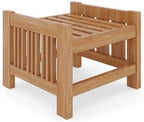 Pemberly Row Modern Teak Outdoor Ottoman, 18 x 18 x 12 in, Canvas Cushions, Beige, Premium Teak Slats, Hand-Sanded Finish, Weather-Resistant Patio Furniture for Small Outdoor Spaces