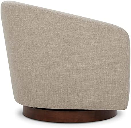 CHITA Swivel Accent Chair Set of 2, Wood Frame, Fully Assembled, Flax Beige | Fabric Barrel Arm Chair with 360° Swivel Solid Wood Base, Mid Century Modern Living Room Chair, 31"x31"x28", 350 Lb Capacity