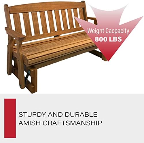 Amish Casual Heavy Duty 800 Lb Mission Pressure Treated Porch Glider (4 Foot, Cedar Stain)