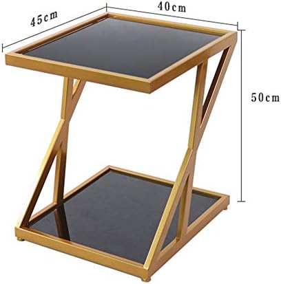 Telephone Table, Tempered Glass Side Table Nordic Modern Iron Art Sofa Table Coffee Table Bedside Table for Living Room Bedroom Balcony,17.7''x15.7''x19.6''(