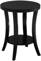 Convenience Concepts Charleston Round End Table 30" - Classic Living Room Side Table with Storage Shelf for Transitional Living Room, Family Room, Black