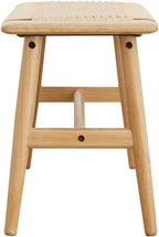 Wood Dining Bench with Hand Woven Rattan Seat, Farmhouse Entryway Bench for Bedroom, Kitchen, Living Room (Oak+Wood)