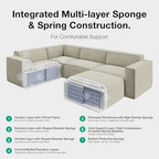 Novilla Modular Sectional Sofa, No Assembly Cloud Sectional Couch with Smarts Coil® Support, Chenille Fabric Sectional Sofa, Couch for Living Room Apartment, Beige (Right-Arm Chair)