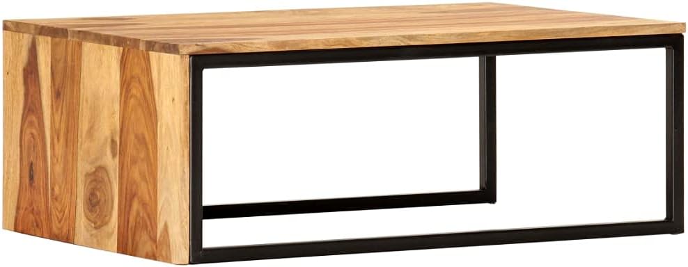Nesting Tables 2 pcs Solid Acacia Wood | Powder Coated Steel Frame, Stackable Design, Vintage Style, Easy Assembly, for Living Room