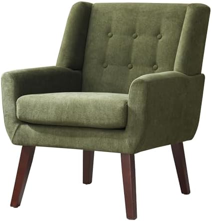 HUIMO Accent Chair for Living Room,Upholstered Button Fabic Armchair Chair | Mid Century Modern Tufted Armchair with Fabric,Comfy Arm Chairs for Club Living Room Reading Bedroom,Waiting Room Green