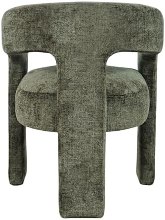 Jofran Gwen Jacquard Upholstered Accent Chair, Modern Luxury Plush Sculptural Armchair for Dining Room or Living Room, Chairs Living Room, Forest, Set of 4