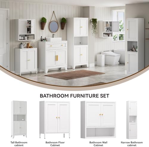 YAUWOH 69" Tall Metal Kitchen Pantry Cabinet with Microwave Shelf, 4 Doors & 3 Adjustable Shelves, Heavy Duty Food Storage Cabinet with Anti-Tip Design for Kitchen,Dining Room (1PC,White)