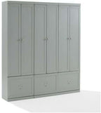 Maykoosh Country Cottage 3-Piece Entryway Set with 3 Pantry Closets, Gray - 12.5 x 66 x 74 inches, Ample Storage Space, Pantry with Storage with Shelves, Double Hooks