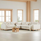 CHITA 114” Super Large Sectional Modular Sofa, Down Filled, 5 Seat, Linen | Down Filled, Sectional Modular Sofa, Super Large, Luxury, Extra-Deep Seats, High-leg Design