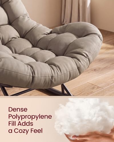 VASAGLE Outdoor Rocking Chair with Extendable Footrest, Removable Cushion | Papasan Chair, Outdoor Furniture, Heavy Duty Rocker, for Porch Patio Garden, Beige, TEOU Collection ULYY062LZ01V1