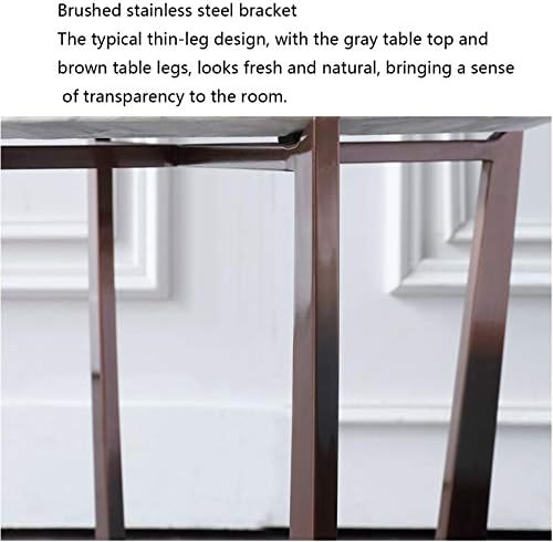 Telephone Table, Marble Surface Telephone Table,Sofa Round Side Table,Small Metal Coffee Table in The Living Room,Brushed Stainless Steel Bracket,Thickened Solid Base