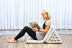 Leewadee - Comfortable Japanese Floor Mattress - Thai Floor Bed with Triangle Cushion - Futon Mattress - Thai Massage Mat, 67 x 21 inches, Ecru, Kapok Filling | Floor & lounge cushion for relaxing, reading & TV - for meditation & yoga, firm & stable