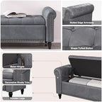 FiveWillowise 55" Bedroom Bench, End of Bed Bench with Storage, Grey