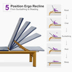 PURPLE LEAF Extra Wide Patio Lounge Chair Resort Wicker Set of 2, Navy | Handwoven Wicker, Teak Wood-Grain Aluminum Frame, 5 Adjustable Positions, Non-Slip Pads, Oversized Frame, 440 lbs Capacity