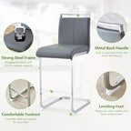 Counter Height Bar Stools Set of 4 - Grey Bar Stools for Kitchen Island,25'' Counter Stools with Leather Upholstered Seat,Metal Kitchen Island Chairs Ideal for Bar,Pub,Coffee Shop