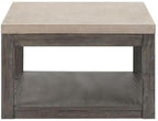 Pemberly Row 3-Piece Living Room Table Set, Rubberwood Construction, Charcoal and Ash Two-Tone Finish, Includes Cocktail Table with Casters and 2 End Tables, Rustic Design with Open Shelves for