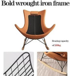 Mid-Century Rocking Chair with Ottoman, Fabric Glider Recliner Chair with High Rest, Wood Legs, 330 Lbs(Orange)