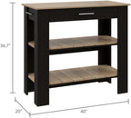Kitchen Island 40 with Two Shelves One Drawer Four Legs | Includes two open shelves and one drawer for organized storage