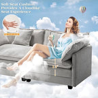 Hanherry Modular Sectional Sofa,Cloud Couch for Living Room,Modern Deep Seat Sofa Chenille Fabric Comfy Couches with Throw Pillows & Movable Ottoman for Apartment