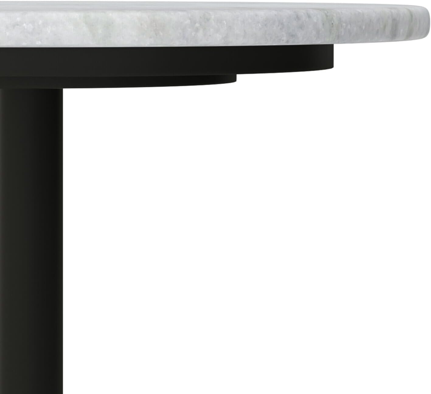 HomeStock Metal & Marble Side Table, Round Pedestal Accent Table - White & Gold