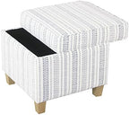 HomePop Home Decor | K7342-F2359 |Classic Square Storage Ottoman with Lift Off Lid | Ottoman with Storage for Living Room & Bedroom, Blue Stripe Large