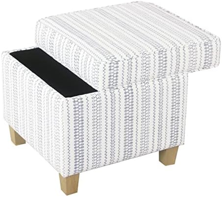 HomePop Home Decor | K7342-F2359 |Classic Square Storage Ottoman with Lift Off Lid | Ottoman with Storage for Living Room & Bedroom, Blue Stripe Large