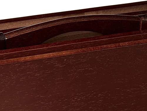 PJ Wood Espresso - 5-Piece TV Tray Table Set - Folding with Storage Rack | Solid Rubberwood, 19.09 x 14.57 x 26 in Each, 3 in Thick Collapsed, 40 lb Capacity, 5 Units, Indoor Use