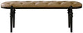 Modern Upholstered Bedroom Benches with Black Legs Genuine Leather Bench for Entryway Dining Room Living End of Bed, Yellowish Brown Entryway