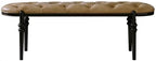 Modern Upholstered Bedroom Benches with Black Legs Genuine Leather Bench for Entryway Dining Room Living End of Bed, Yellowish Brown Entryway